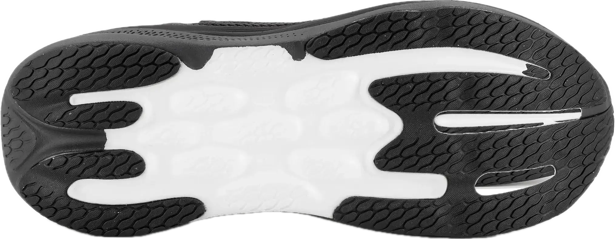 Semelle de la New Balance 1080 v15 vue de dessous, patins de gomme et mousse apparente au centre